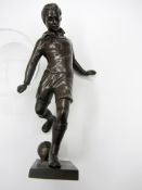 A bronze footballer,
modelled about to take a powerful right foot shot, 23cm., 9in.

Provenance: