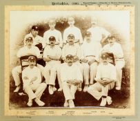 A sepia-toned team-group photograph of the 1900 Yorkshire county cricket side,
published by E.