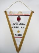 An official match pennant for the AC Milan v Glasgow Celtic Manchester United UEFA Champions