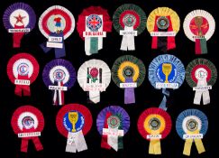 A set of 1966 World Cup supporters' rosettes,
representing the 16 competing teams Argentina, Brazil,