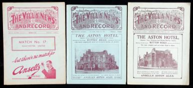 Three Aston Villa v Manchester United programmes,
i) a combined issue 5th & 7th September 1925 for