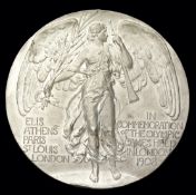 A London 1908 Olympic Games participant's medal,
in white metal, designed by Bertram Mackennal