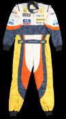 Fernando Alonso 2008 Japanese Grand Prix worn Renault racesuit,
the waistband of the multi-