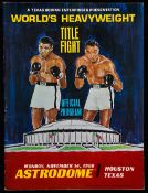 Muhammad Ali v Cleveland Williams official fight programme, Houston Astrodome,14th November 1966,
