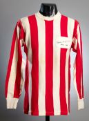 George Cohen's red & white striped No.2 'Stan's XI' jersey from the Stanley Matthews Farewell