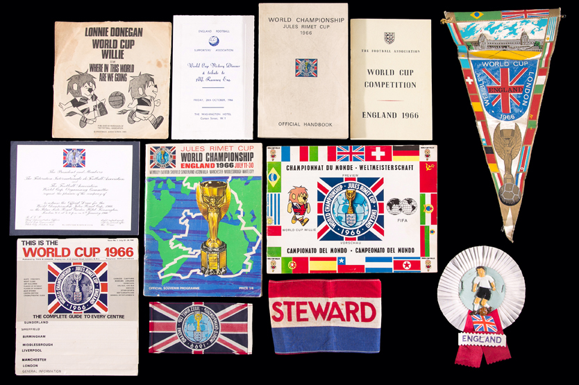 A collection of 1966 World Cup memorabilia,
programmes for the tournament and final tie, the