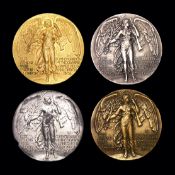 A complete set of four participation medals for the 1908 London Olympic Games,
i) gold plated bronze