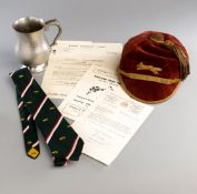 David "Roger" Ellis, Leicester rugby memorabilia,
comprising a maroon Leicestershire County