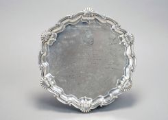 A silver salver presented to George Hardwick by Jules Rimet on the occasion of the Great Britain v