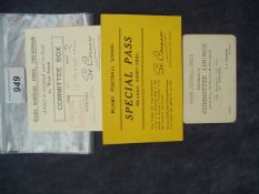 Three 1930s Rugby Football Union passes,
Special Pass season 1930-31, Committee Box for the Scotland