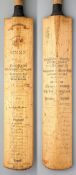 A 1933 autographed cricket bat,
beautifully inscribed WIMBLEDON CHARITY CRICKET MATCH, MR J.B. HOBBS