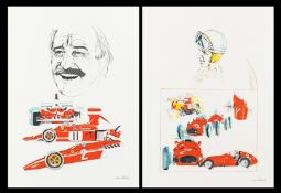 After Nani Tedeschi (born 1938)
FERRARI MYTH AND LEGEND
a set of six lithographs featuring: Young