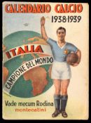 An Italian football fixtures booklet for the 1938-39 season with the front cover celebrating the