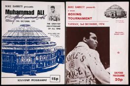 An exhibition fight programme at the Royal Albert Hall, London, 19th October 1971, signed to the