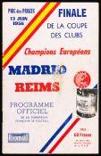 A programme for the first European Cup final, Stade de Reims v Real Madrid played at the Parc des