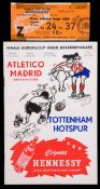 A scarce ticket for the Atletico Madrid v Tottenham Hotspur 1963 European Cup Winners' Cup final