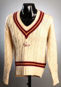 A cricket sweater given by David Gower to the musician Jim Capaldi on the occasion of a Bunbury