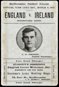 A very scarce programme for the England v Ireland international match played at The Dell,