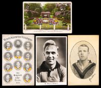 Four signed Wolverhampton Wanderers player portrait postcards circa 1923,
T Bowen, A E Kay, J Mitton