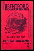 20 Brentford home programmes season 1935-36,
Arsenal, Aston Villa, Birmingham, Blackburn, Bolton,