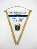 A group of 17 official FC Inter match pennants,
Serie A unless otherwise stated, AC Milan (h, Cup)