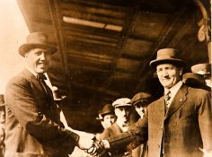 A press photograph of Jess Willard alighting at Union Station, Washington in 1915,
following on from