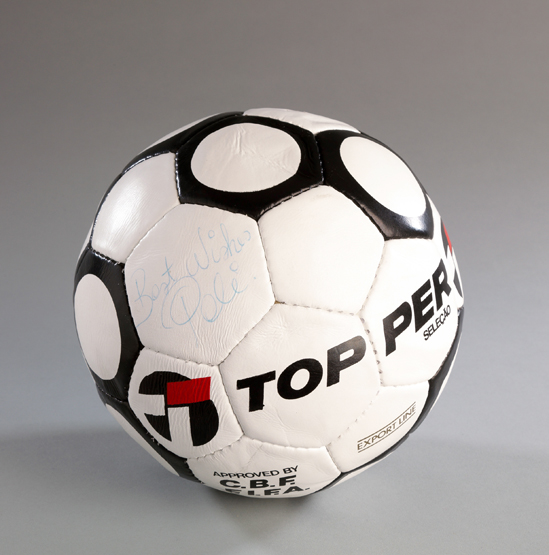 A football signed by Pele,
signed at the World Travel Market in London in 1985 when Pele was an