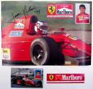 Jean Alesi-signed Ferrari large colour photo, 
his signature in black marker pen, also dated '91,
