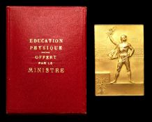 A rare gilt-bronze version of the 1900 Paris Olympic Games plaquette struck in conjunction with