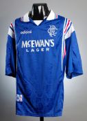 Richard Gough's blue Rangers No.4 jersey from his Testimonial Match v Arsenal at Ibrox 3rd August