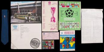 Memorabilia relating to the World Cups of the 1970, 1974 & 1978,
a green Spanish language edition of