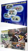 Four Michelin motorcycle tyre period posters 1970s-80s,
one featuring photos of the 1977 FIM World