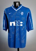 Billy Dodds: a team-signed blue Rangers No.10 Champions League jersey 1999 or 2000,
signed