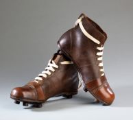 A pair of Stanley Matthews branded football boots mid-20th century,
with facsimile signature stamped