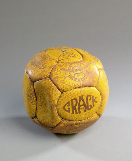 A match ball used at the 1962 World Cup in Chile,
stamped with 1962 World Cup logo, a 'Mr Crack'