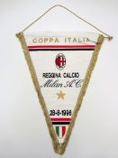 An official match pennant for 'a game that never was' Regina v AC Milan in the Italian Cup 28th