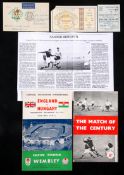 England v Hungary memorabilia,
a programme, a ticket and a 30-page souvenir booklet for the famous