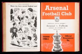 A bound volume of Arsenal programmes 1950-51,
1st team, reserves and other matches played at