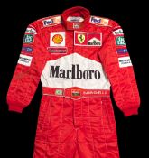 Rubens Barrichello Ferrari 2000 worn racesuit,
the belt bearing the Brazilian flag and his surname