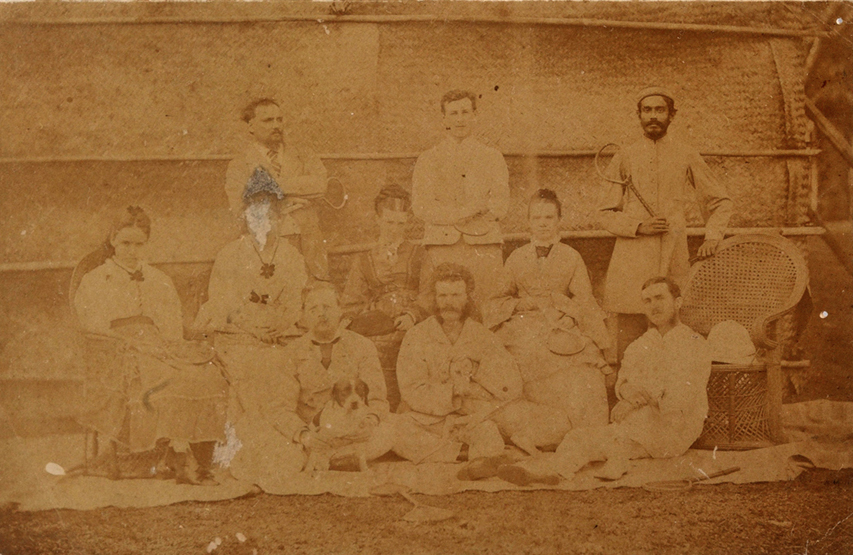 One of the earliest known surviving photographs of badminton in India,
the back inscribed in