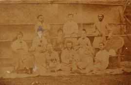 One of the earliest known surviving photographs of badminton in India,
the back inscribed in