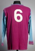 Bobby Moore: a claret & blue West Ham United No.6 jersey circa 1971,
long-sleeved, sold with a