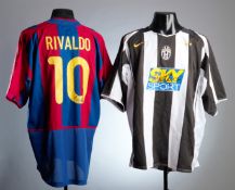 A pair of signed replica football shirts,
an Alessandro Del Piero Juventus shirt and a Rivaldo