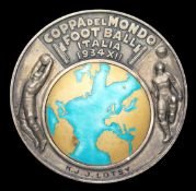 A rare silver & enamel 1934 World Cup commemorative medal,
by Veronesi of Bologna, the obverse