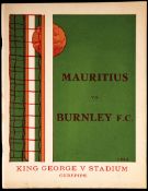 Mauritius v Burnley programme May 1954,
covering six fixtures between Burnley and the 'A' & 'B'