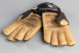 A pair of Andy Goram signed goalkeeping gloves,
black & white Selsport gloves signed to each palm in