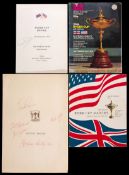 1971 & 1973 Ryder Cup memorabilia,
a 1971 Victory Dinner menu signed to the front cover by Arnold