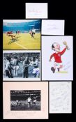 An assortment of England 1966 World Cup autographs,
a reunion dinner menu signed by 9 of the