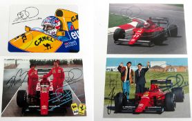 Four Nigel Mansell-signed items and other memorabilia,
comprising a small Williams sticker signed