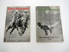 1936 Berlin Olympic Games memorabilia,
a book by Dr. Paul Wolff, a postcard and two daily events